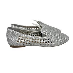 BIRDIES The Starling Silver Woven Vegan Leather Slip On Flats Loafers Size  9.5